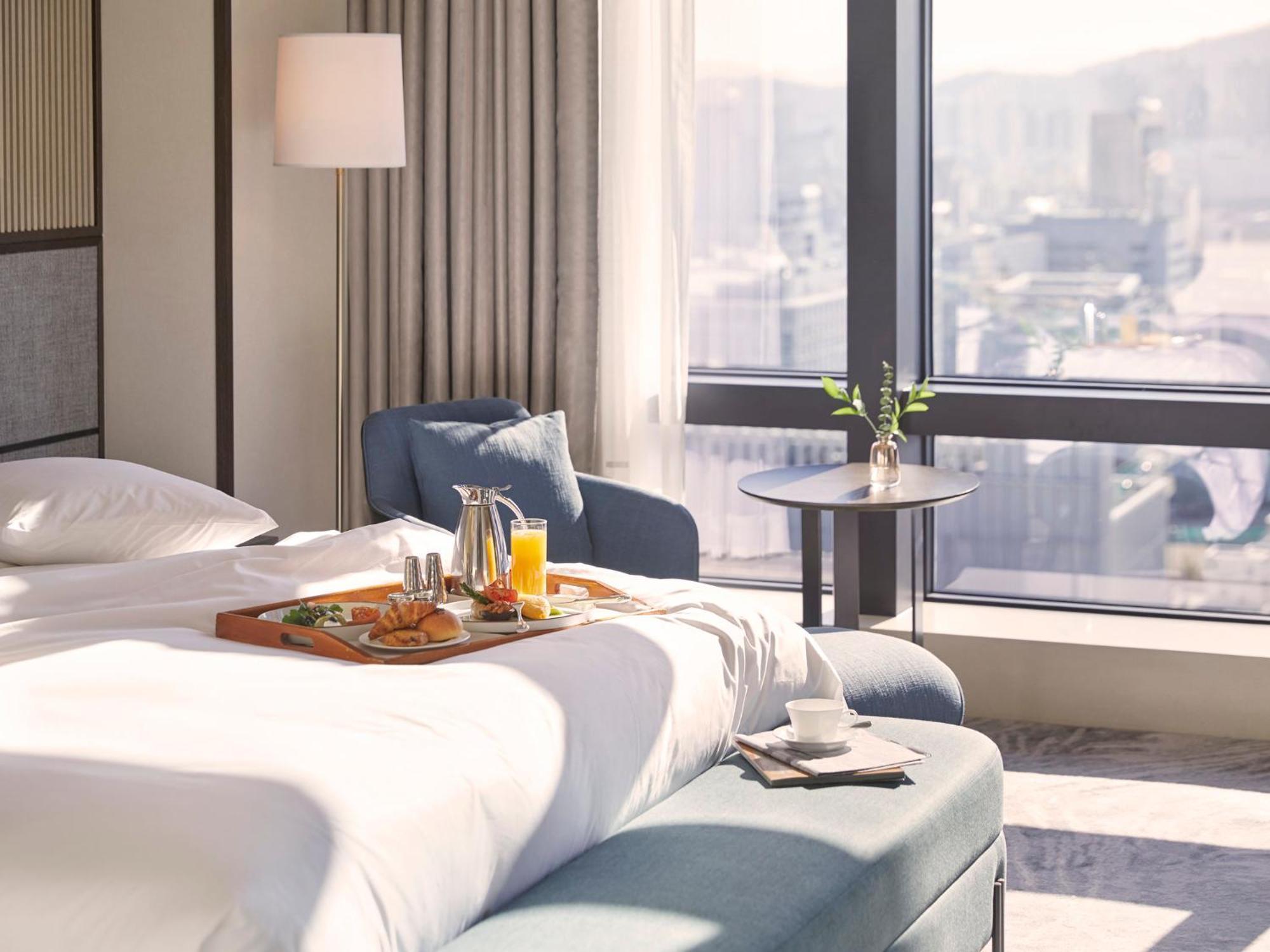 Breakfast served in a sea view room